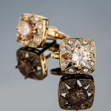 Silver Round Blue Crystal Cufflinks Men