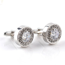 Zircon White Crystal Clear Cuff Links Men