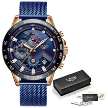 Blue Casual Mesh Belt Watch Men